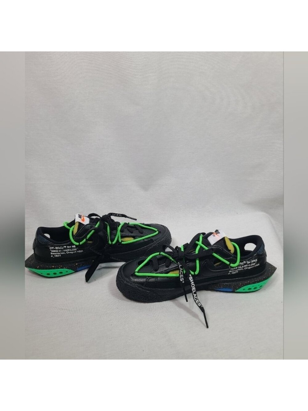 Nike Blazer Low x Off-White ‘77 Black Electro Green Mens Size 6.5 unisex NWOB